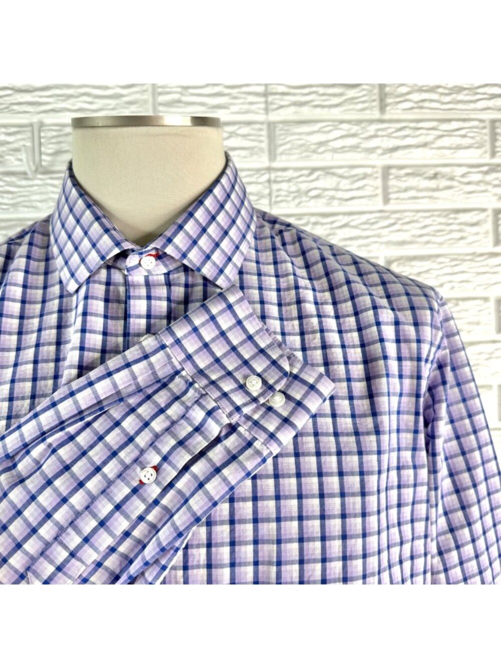 Tommy Hilfiger Slim Fit Plaid Long Sleeve Button Up Shirt Sz Large 16-16.5 34-35